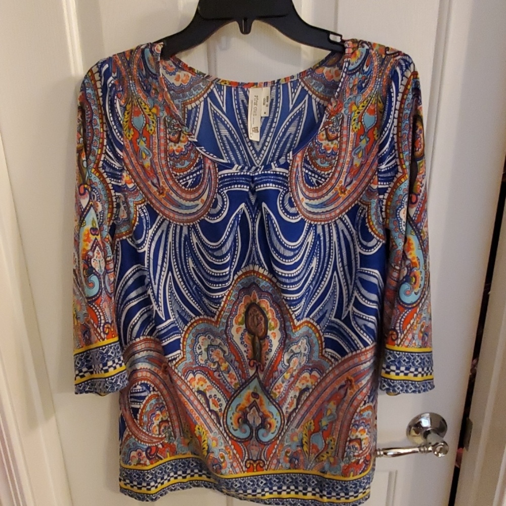 Euc pink owl multicolor top size medium